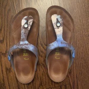 Silver thong Birkenstock sz 39